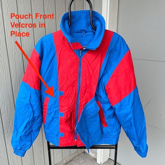 1980s White Peaks Colorblock Retro Ski Snow Coat Jacket, Front Pouch - Picture 1 of 9
